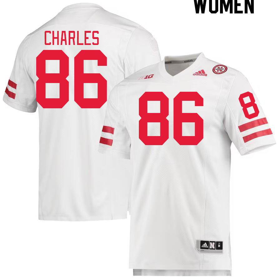 Women #86 Jeremiah Charles Nebraska Cornhuskers College Football Jerseys Stitched Sale-White - Click Image to Close